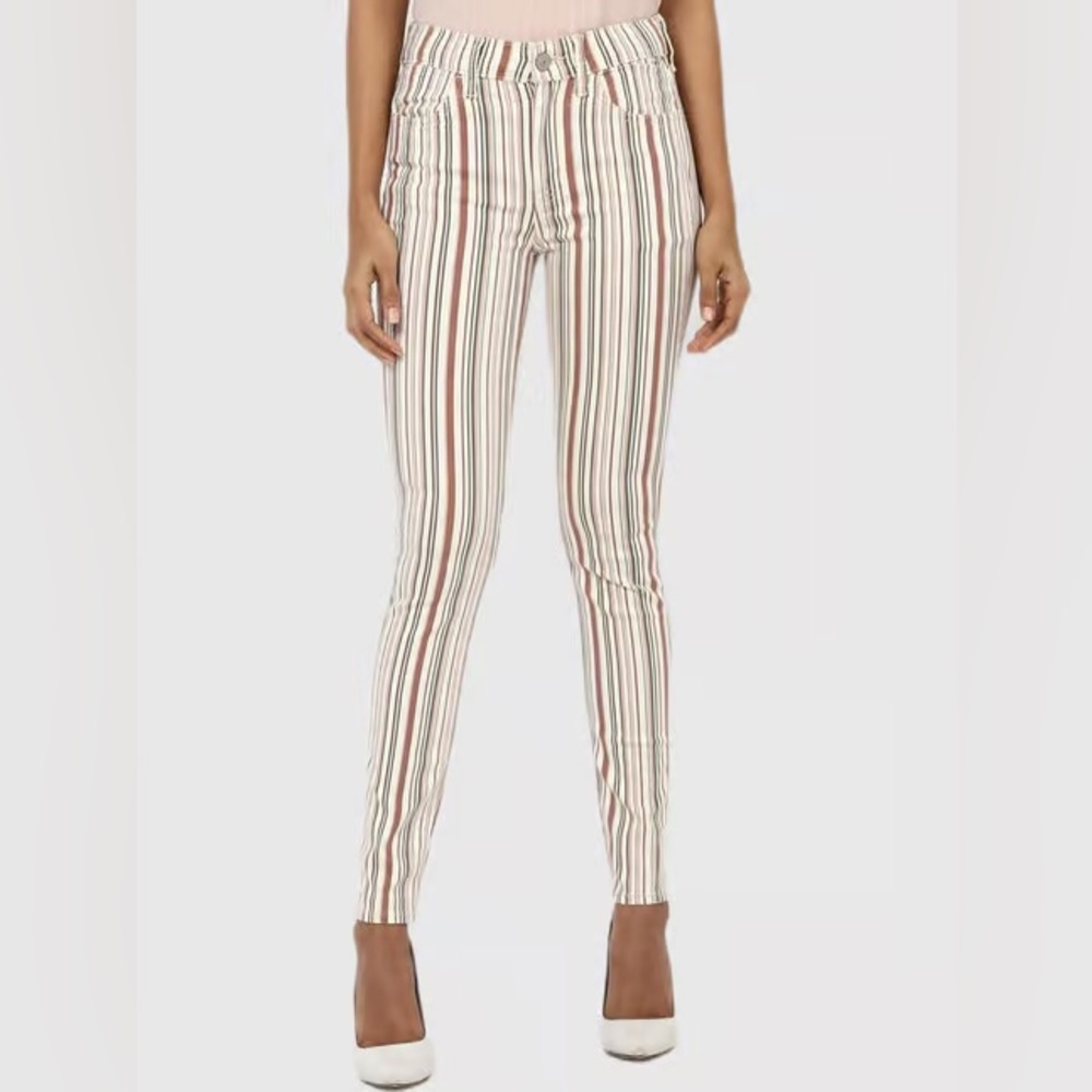 American Eagle Striped High Rise Skinny Jeans
